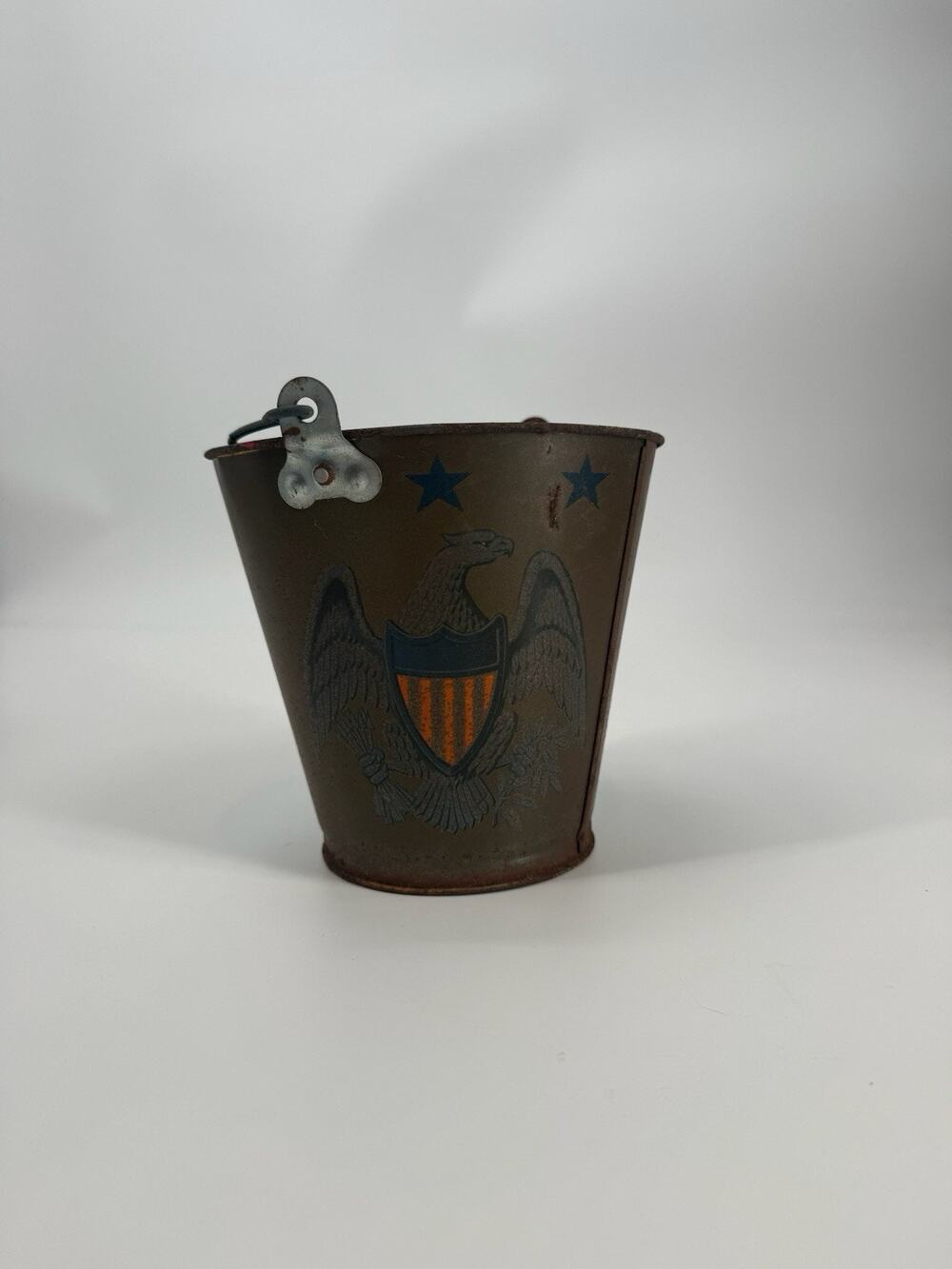 Vintage Ohio Art Tin Litho Sand Pail With Wire Bail Handle READ